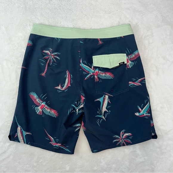Roark Revival Passage Mariner 18” Boardshorts - Navy Sz 31 Drawstring 9” Inseam - Picture 2 of 12
